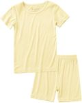 Jimonda Baby Boys Girls Pajama Sets Toddler Sleepwear Cool Jammies 2pcs Viscose from Bamboo PJs Short Sleeved 18M-8Y(Yellow-3T)