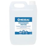 Hexeal Deionised Water 5L – 5L of Deionised Water for Steam Irons, Car Batteries, Windscreen Fluid & Antifreeze – Demineralised Water, Reduces Limescale Deposits & Water Stains – For Lab Use