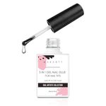 Makartt Nail Glue Extra Strong for Acrylic Nails, 3 in 1 Super Strong Brush On Nail Glue Base Coat Slip Solution, Long Lasting UV Glue for Press on Nails Adhesive Glue 15ML, Curing Needed