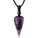 XIANNVXI Men's Necklaces Amethyst Crystal Necklace for Men Women Healing Gemstone Cone Pendant Necklace Adjustable Rope Necklace Jewellery