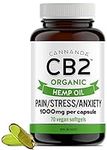 CB2 HEMP OIL CAPSULES [ORGANIC] - Extra Strength Hemp Oil for Pain Relief, Inflammation, Anxiety & Stress - Easy To Swallow Vegan Softgels - 1000MG Capsule with Curcumin. High Potency Supplement. Stronger Than Hemp Gummies. Excellent Source of Omega 3 ...