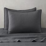 ATLINIA 100% Linen Pillowcases Set of 2, Standard Size 20'' x 26'' Pillow Case, Linen Pillow Sham Dark Grey