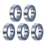 sourcing map 6700-2RS Deep Groove Ball Bearing,5pcs 10 x 15 x 4mm Z2 Double Rubber Sealed Chrome Steel Bearings,Blue