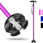 Folding Cane with Led Light for Seniors, Adjustable Walking Cane for Balance, Walking Stick for Elderly with Cushion T Handle and Pivoting Quad Base