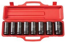 TEKTON 4891 3/4-Inch Drive Deep Impact Socket Set, Inch, Cr-V, 6-Point, 1-Inch - 1-1/2-Inch, 8-Sockets