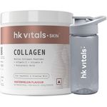 HealthKart Hk Vitals Marine Collagen Supplement Powder (Watermelon, 200 Gram) & Sipper Bottle (Grey, 300Ml) | With Vitamin C & E | For Healthy Skin, Hair & Nails