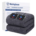 Westinghouse Electric Blanket King Size, Soft Plush Sherpa Heated Blanket with 10 Heating Levels & 1-12 Hours Auto-Off, Machine Washable, 100x90 inches, Darkgrey