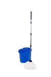 Requisite Needs Professional Mop and Bucket Set Heavy Duty with Wringer and Two Traditional Cotton Mop Heads for Cleaning Floors –Mop Bucket Capacity 16L with Pouring Lip (Blue)