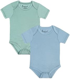 Jimonda Baby Bodysuits Rayon from Bamboo Short Sleeve Baby Boys Girls Rompers Soft Outfits Newborn Clothes (Slate&Sage,0-3 Months)