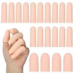 20Pcs Gel Finger Cots Thumb Protector, Silicone Finger Sleeves Cover Protection for Finger Tips, Finger Gloves Caps Finger Protectors for Wounds Hand Eczema, Finger Arthritis, Finger Cracking (Nude)