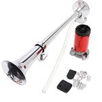 Zento Deals 12V Single Trumpet Air Horn- Single Trumpet Air Horn + Compressor Powerful Loud 150db For Truck Boat SUV Train