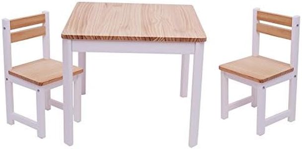 Tikk Tokk Little Boss Square 3 Piece Timber Table & Chair Set, White/Natural