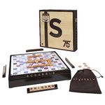 Scrabble Board Game, Premium 75th Anniversary Edition, English Version, Family Board Game for Kids and Adults, Rotating Wooden Board, Wooden Letter Tiles, Two Ways to Play, 2-4 Players, HPK85