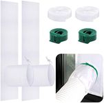 Dandat 2 Set Portable Ac Window Kit Window Seal for Portable Air Conditioner Adjustable Window Vent Kit with Drawstring and Adhesive Fastener for Dryer Hose Casement Window Door (34 to 64 Inches)