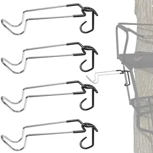 SFNSM Metal Hunting Tree Stand Seat Hangers - 4PCS Bow Hanger for Tree Stand Gun Holder, Non-Slip Tree Stand Accessories, Easy Clamps on, Fits 0.75" to 1.25" Round & 1" Square Tree Stand Tube