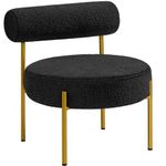 Yaheetech Boucle Tub Chair, Modern Tufted Cozy Sherpa Barrel Chair with Gold Legs, Club Chair for Living Room Bedroom Vanity Room Home Office, Black