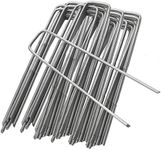 Garden Pegs Pins, 50 Pack Galvanized Garden Stakes Landscape Staples，Heavy Duty Strong Pegs 11 Gauge Steel U Shaped Fabric Anchor Pins Anti Rust (7.8")