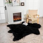 AbunHeri Faux Black Bear Rug Faux Cowhide Rug Animal Print Area Rug Faux Sheepskin Fur Rug Decor for Living Room (5.1x6.1 Feet)