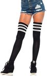 Leg Avenue womens Athletic Three Striped Knee High Socks Tights, Black/White, 1X US