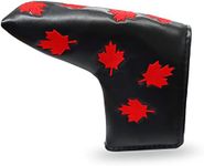 Golf Putter Head Cover Mallet, PU Leather Headcover for Blade Style Putters, Protector Cover Black White for Men Women All Brands (Black-Canada)