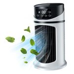 Veesper Portable Personal Air Conditioner 9.5 Inch Small Tower Fan, 6 Speeds & 6H Timer, Quiet Evaporative Bladeless Cooling Fan with Water Tank for Office, Bathroom, Desk