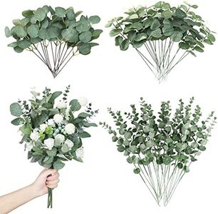 90 Pcs 3 Kinds Mixed Eucalyptus Leaves Stems Bulk Artificial Silver Dollar Eucalyptus Leaves Picks Dried Eucalyptus Bundle Faux Spray for Wedding Vase Bouquet Floral Arrangement Decor (Green)