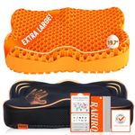 Gel Seat Cushion for Long Sitting(Enlarged&Thickened), Cooling Pressure Relief Seat Cushion for Wheelchair, Driving, Kayak, Office Desk Chair Seat Pad Gel for Heavy People[Orange-19.7" Large]