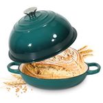 Homtone 5.5QT/26cm Enamelled Cast Iron Dutch Oven for Sourdough Bread, Dutch Oven Pot with Domed Lid, Cast Iron Bread Pot (Gradient Teal, Standard)