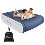 YITAHOME Luxury King Size Air Bed with Integrated Pillow & Built-in Electric Pump, Inflatable Mattress, Quick Self-Inflation/Deflation Blow Up Airbed for Guest, Camping, King Size, Blue & White