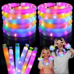 Light Up Pop Fidget Tubes Party Favors for Kids, 12 Pack Glow in The Dark Party Supplies Toddler Sensory Toys, Large Glow Sticks as Goodie Bag Stuffers and Birthday Party Pack Return Gifts for Kids
