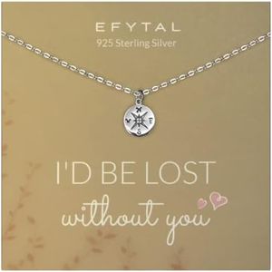 EFYTAL Compass Necklace for Women, Sentimental Gifts for Girlfriend or Wife, Necklace for Girlfriend, Promise Necklace for Her, I'd Be Lost Without You Friendship Necklace