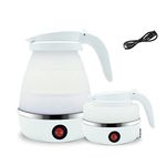 TanChihl Foldable Electric Travel Kettle Portable Travel Folding Silicone Kettle - 600ml (White)