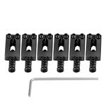 Electric Guitar Bridge Saddles, 6 Pcs Metal Tremolo Saddles Tremolo Bridge Saddles with Screw for Electric Guitar Bridge Parts with Wrench(Black)