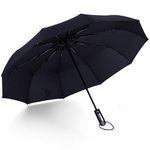 Nathalie 10 Ribs Automatic Windproof Travel Umbrella (Black)