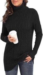 PrettyGuide Women's Long Sweater Turtleneck Pullover Tunic Sweater Tops L Black