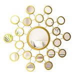 Furnish Craft Bubble Designed Steel Glass Round Wall Mirror (32 X 32 Inch, Gold)