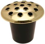 Black Plastic Grave Vase Insert with Gold Lid - Cemetery Vase