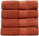 NY Loft 100% Cotton 4 Pack Bath Towel Set| Super Soft & Absorbent Quick-Dry Bath Towels 30" x 52" |Textured and Durable Cotton | Trinity Collection (4 Pack, Clay)