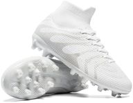 DGJG Boys Girls Soccer Cleats Youth Firm Groud Athletic Outdoor Trainning Football Shoes for Little/Big Kid White