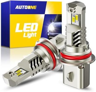 AUTOONE 9007/HB5 LED Light Bulbs 900% Brightness, 6000K Pure White Fog Light, 1:1 Halogen Size Wireless, Easy Installation, IP68, Pack of 2