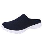 Slip-on Shoes Women's Open Back Trainers Women's Black Slip On Single Shoes Unisex Slippers Lightweight Breathable Slippers Slip On Walking Leisure Shoes for Women Men Boat Sports Shoes, darkblue, 6