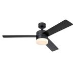 Westinghouse 7205900 Alta Vista 52-inch Matte Black Indoor Ceiling Fan, Dimmable LED Light Kit with Opal Frosted Glass