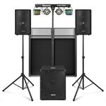 VONYX VX0812BT 2.1 Active DJ Speaker Package with Subwoofer, DJ Setup, Bluetooth, Disco Light Bar & Foldable Booth - Portable System for Pubs, DJs, and Small Venues