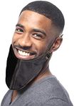 Kenllas 100% Mulberry-silk Beard Bandana - Large Adjustable Beard Bonnet for Men, Breathable and Lightweight Facial Cover, Black Beard Bib for Nourishing (Glossy Silk)