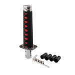 RASNONE Katana Shift Knob Samurai Sword Gear Shifter with 4 Adapters Universal Compatible with Manual Cars Most Automatic Cars 15CM Handle Black+Red