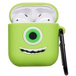 Mike Wazowski Monster Soft Rubber Silicone Apple Air pods Case Cover Skin Protector with clip hook keyring for 1st 2nd generation pod Shock Proof Protective replacement for wireless charging headphone