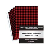 Red Buffalo Plaid Self Adhesive Vinyl Includes 1 Transfer Tape Sheet (Red Plaid Pattern, 12" x 12" Sheets)