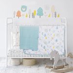 Baby Boy Crib Bedding Sets & Baby Girl Crib Bedding Sets 5 Pc, Baby Girl Gifts & Baby Boy Gifts, Woodland Nursery Décor Includes Baby Blanket, Warm Quilt, 2 Fitted Sheets & Bonus Wall Decal Set