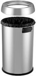 Open Top Trash Can 65L / 17Gal Commercial Grade Heavy Duty Brushed Stainless Steel for Outdoor | Kitchen Waste Bins Home House Family