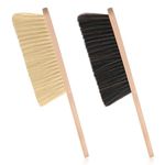 2 Pieces Wooden Dust Brush Hand Broom, Bench Brushes with Bristles, Handle Hair Brushes for Counter Bed Sofa Car Fireplace Household Cleaning Woodworking (Brown, Yellow)